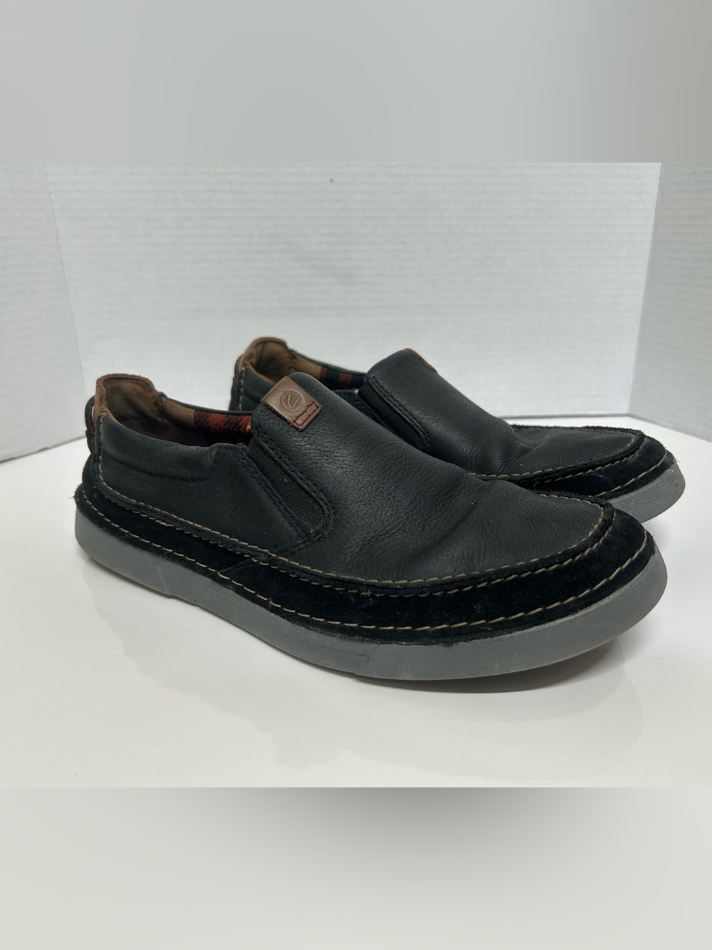 Clarks Men's Gereld Step Leather Slip On Casual Sneakers Black Size 10